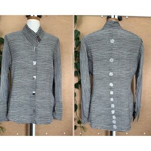 Vtg Deborah Cross Textile Artist Crinkle Textured Hand Made Shirt Jacket M Art